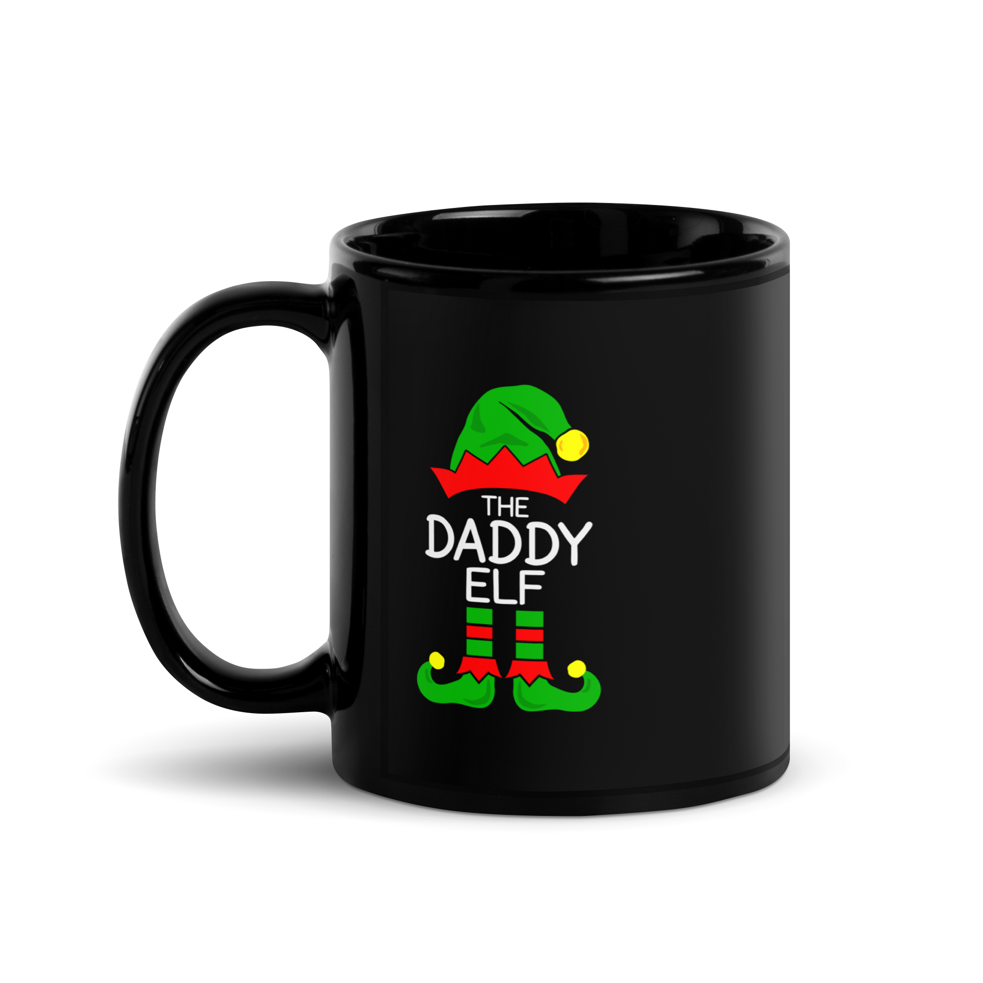 The Daddy Elf Black Glossy Mug