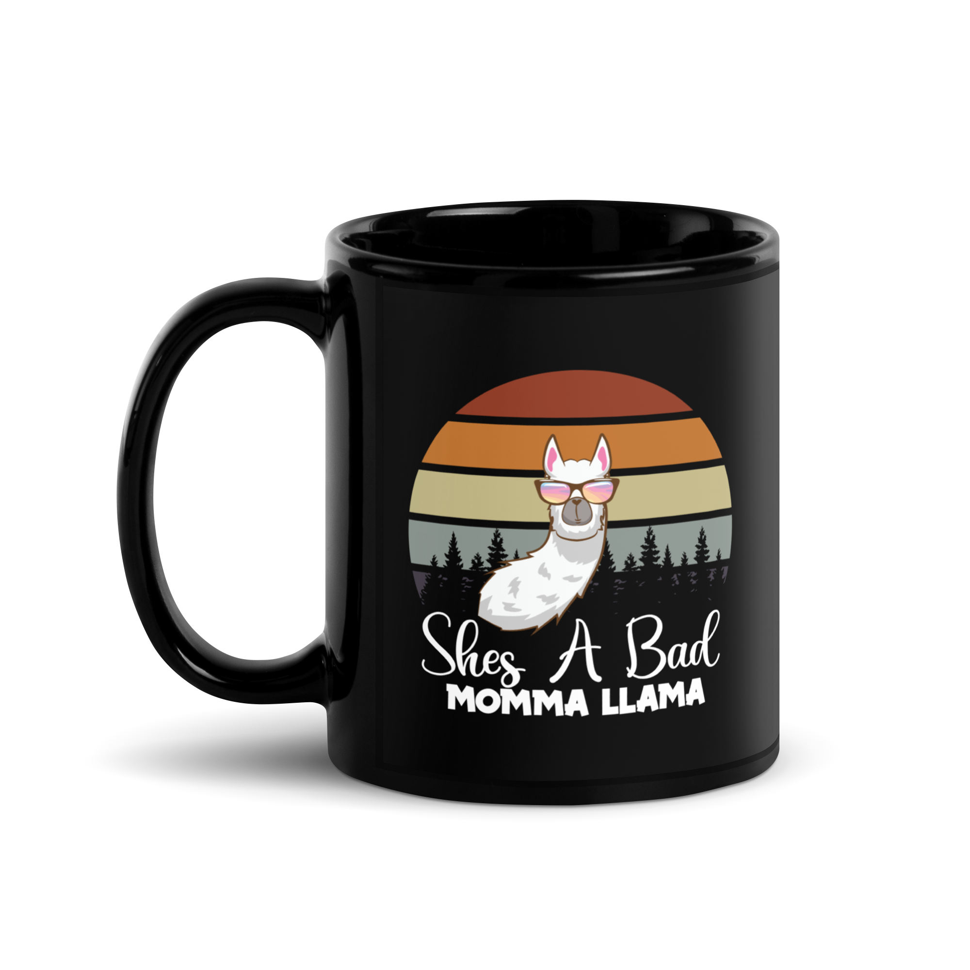 She's A Bad Momma Llama Black Glossy Mug