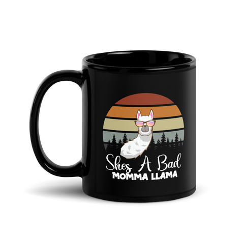 She's A Bad Momma Llama Black Glossy Mug