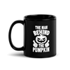 The Man Behind The Pumpkin Black Glossy Mug