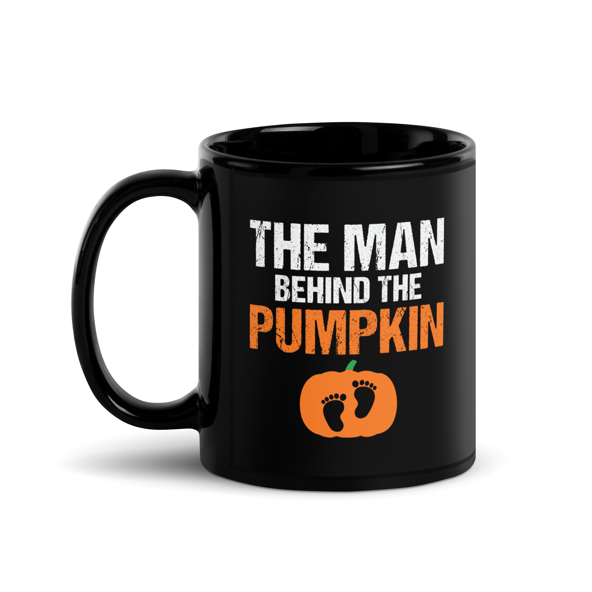 The Man Behind The Pumpkin Black Glossy Mug