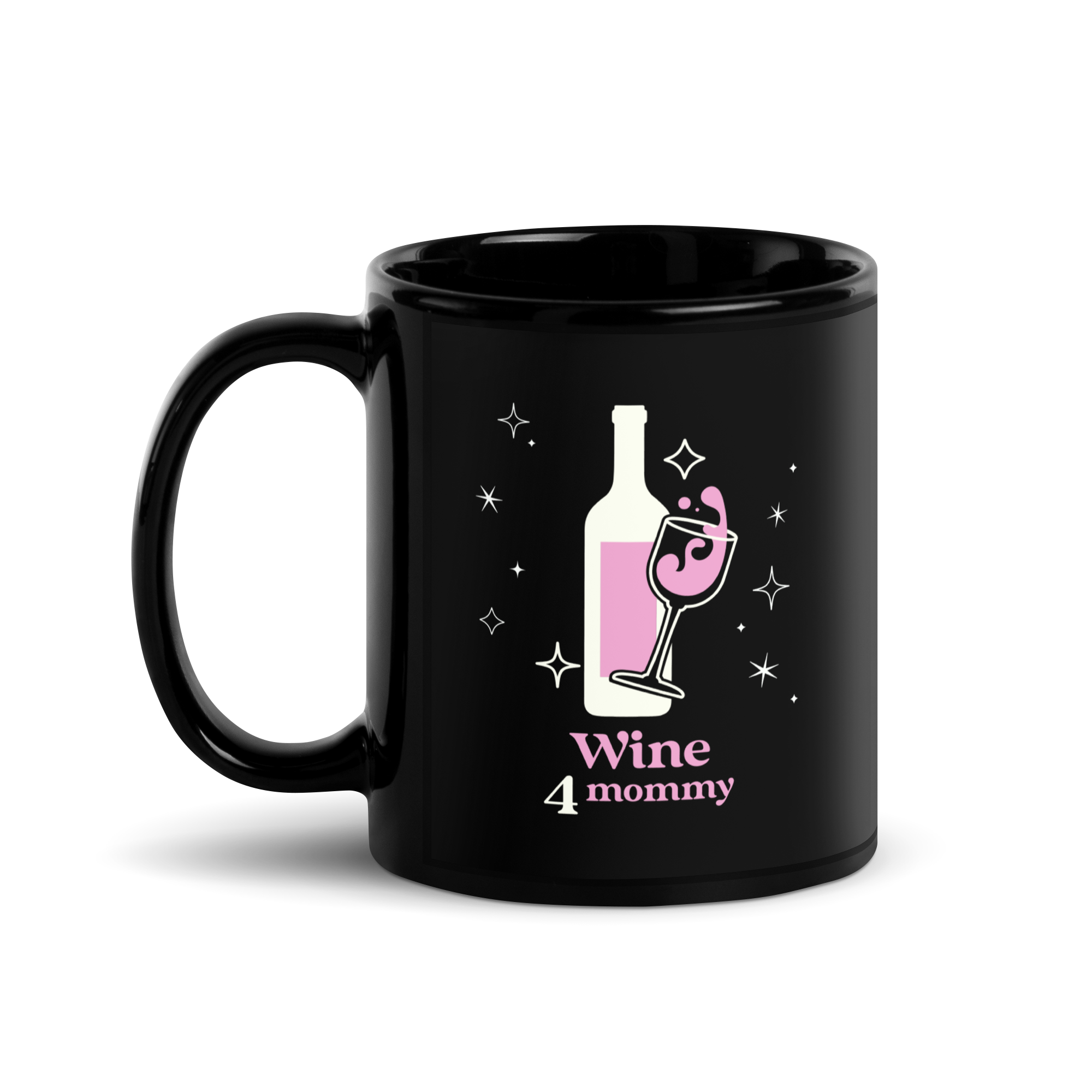 Wine For Mommy Black Glossy Mug