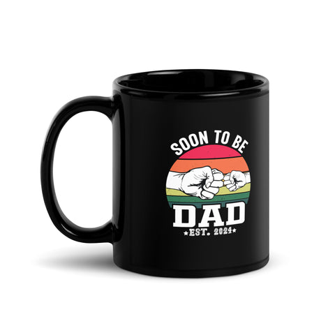 Soon To Be Dad Est. 2024 Black Glossy Mug