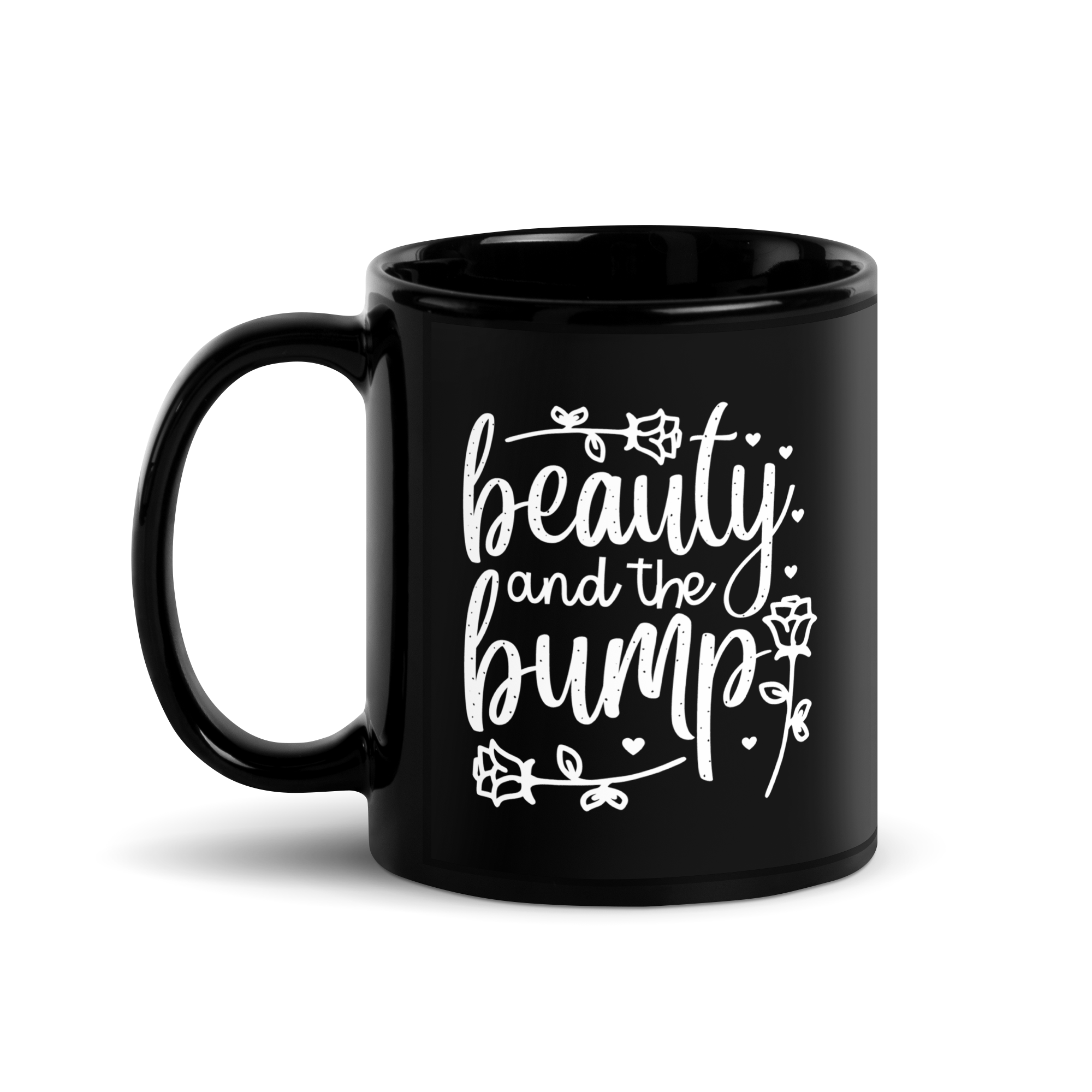 Beauty And The Bump Black Glossy Mug