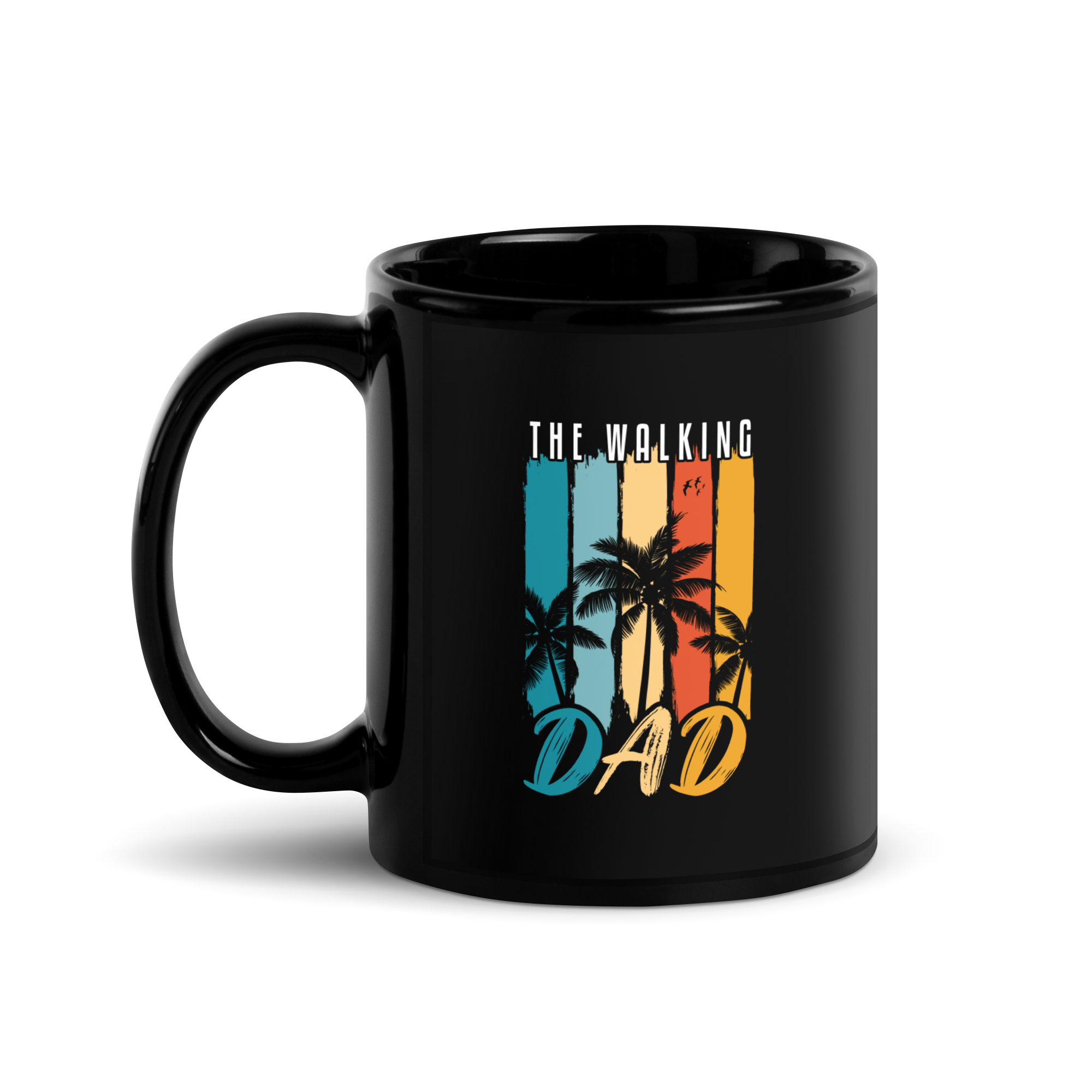 The Walking Dad Black Glossy Mug