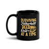 Surviving Fatherhood One Beer At A time Black Glossy Mug