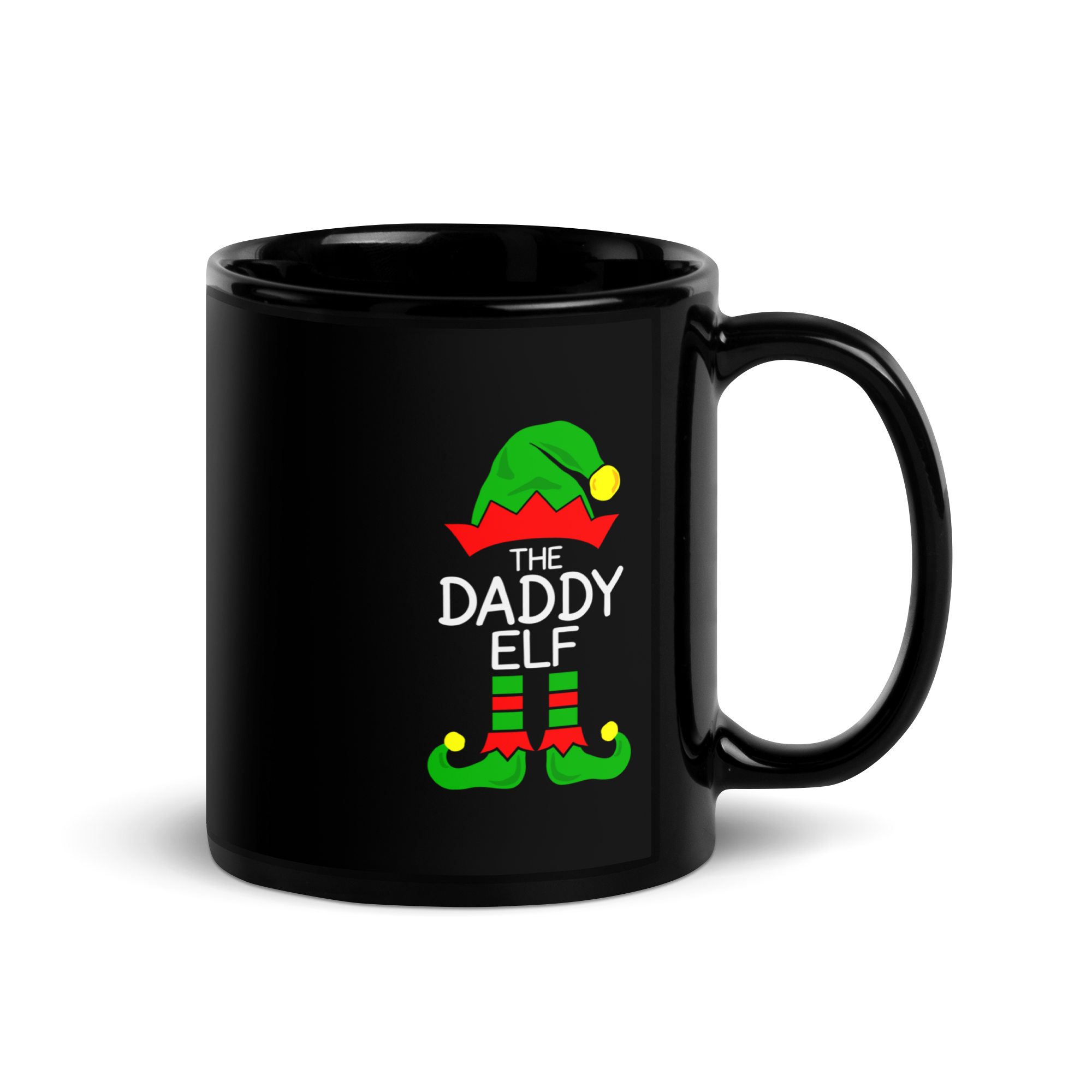 The Daddy Elf Black Glossy Mug