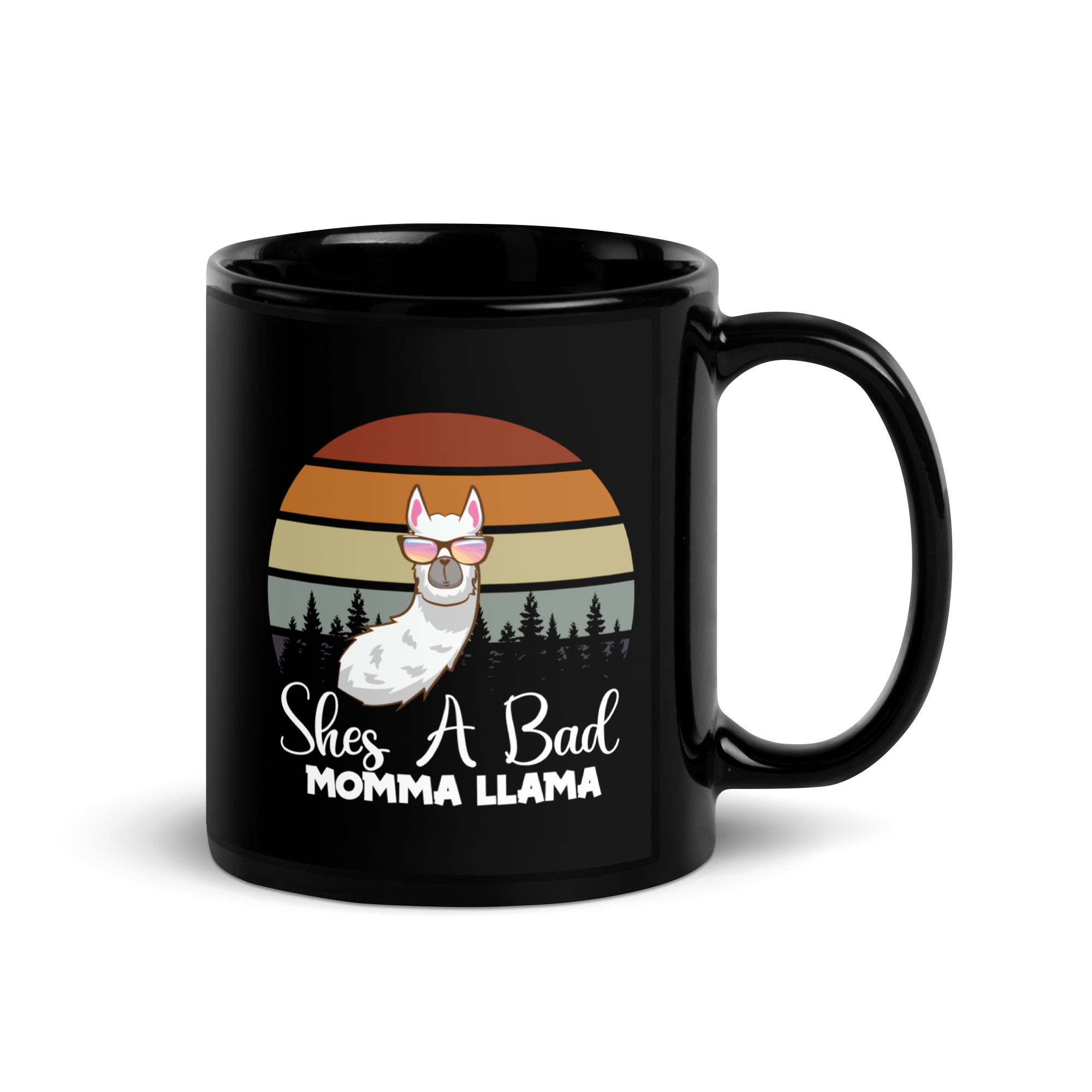 She's A Bad Momma Llama Black Glossy Mug