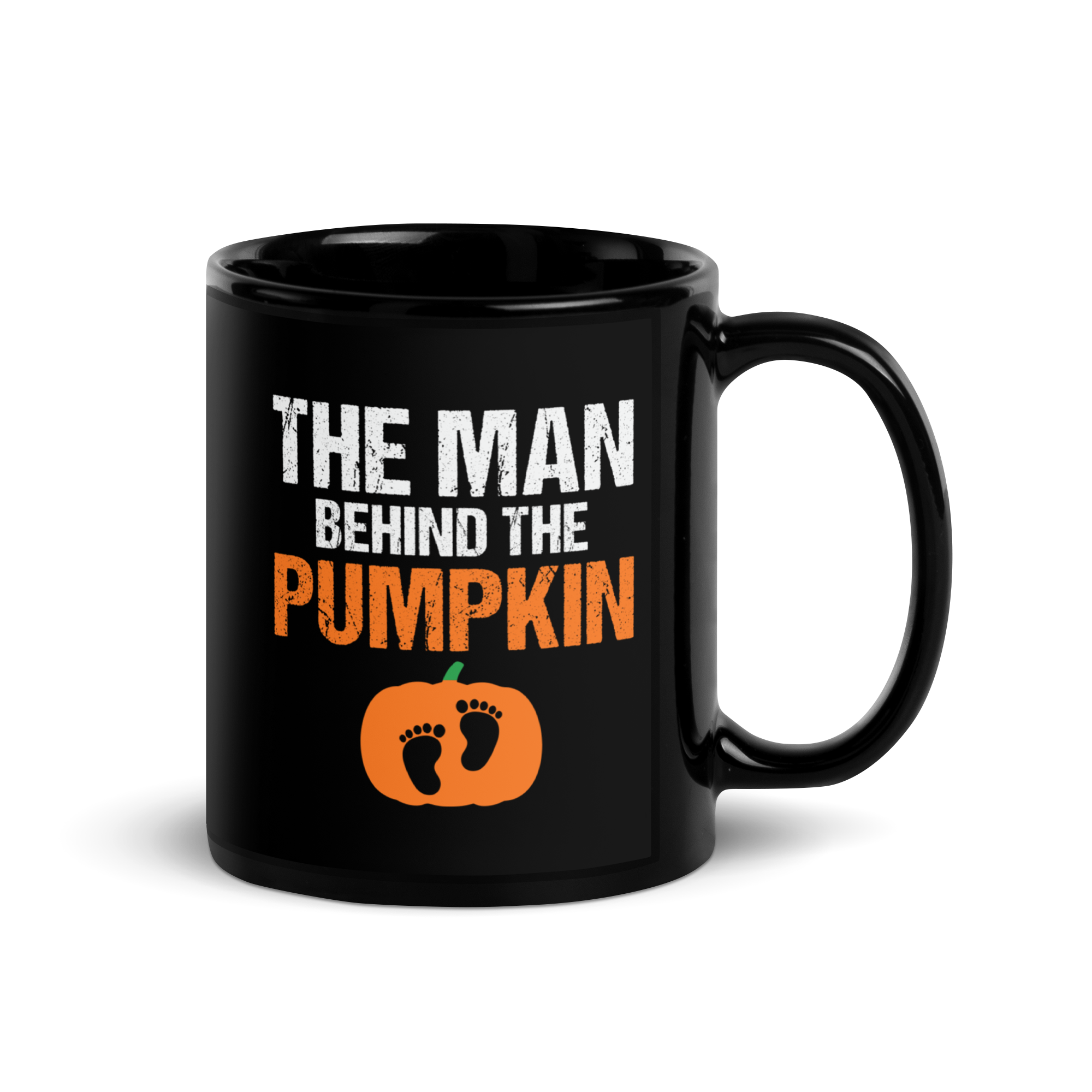 The Man Behind The Pumpkin Black Glossy Mug