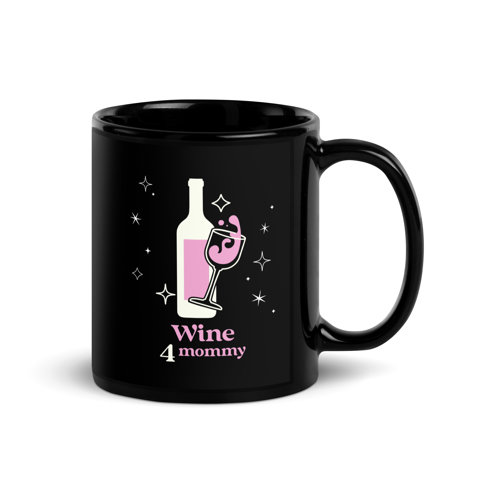 Wine For Mommy Black Glossy Mug