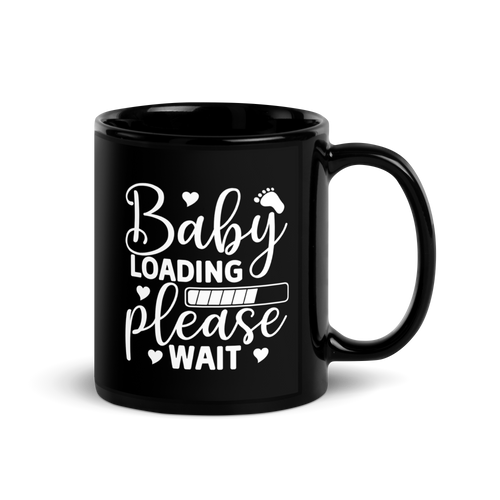 Baby Loading Please Wait Black Glossy Mug