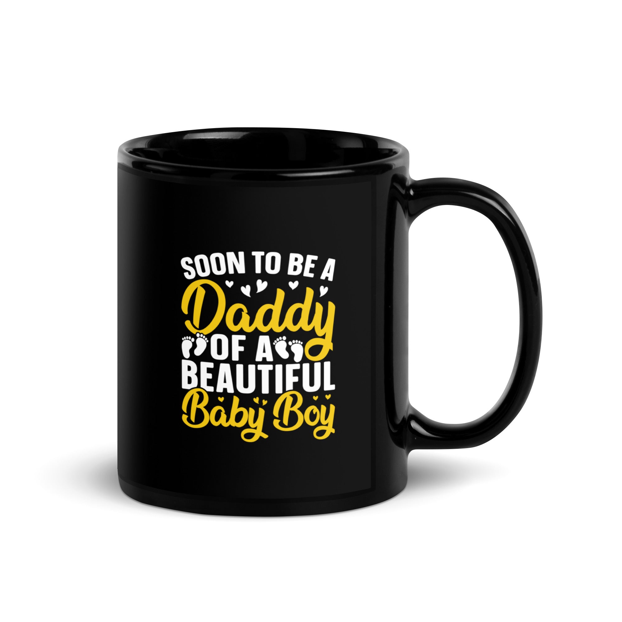 Soon To Be A Daddy For Boy Black Glossy Mug