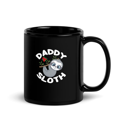 Daddy Sloth Black Glossy Mug