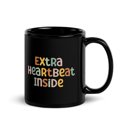 Extra Heartbeat Inside Black Glossy Mug