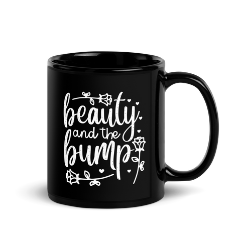 Beauty And The Bump Black Glossy Mug