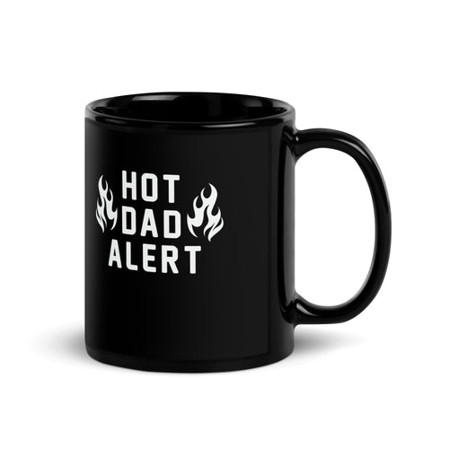 Hot Dad Alert Black Glossy Mug