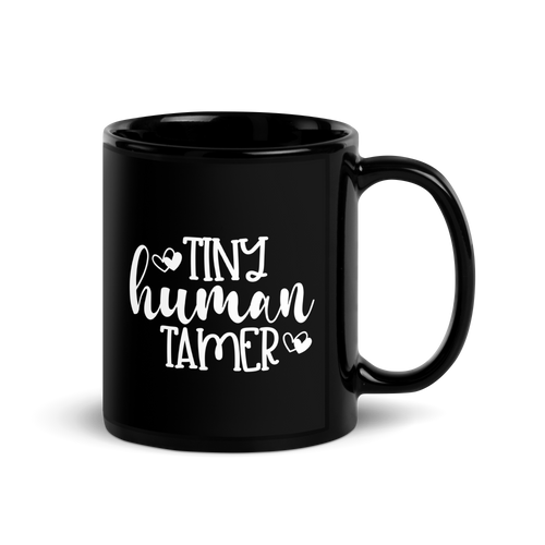 Tiny Human Tamer Black Glossy Mug