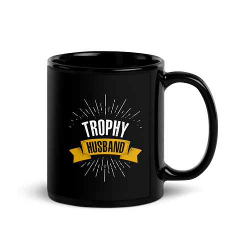 Trophy Husband Wedding Anniversary Black Glossy Mug