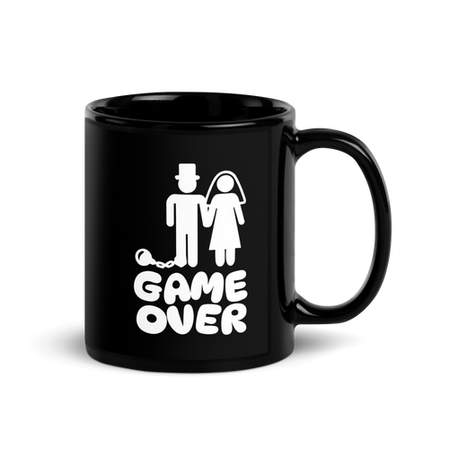 Game Over Bride Groom Black Glossy Mug