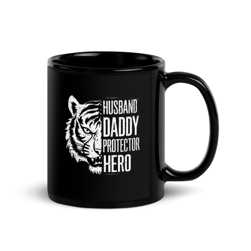 Husband Daddy Protector Hero Black Glossy Mug