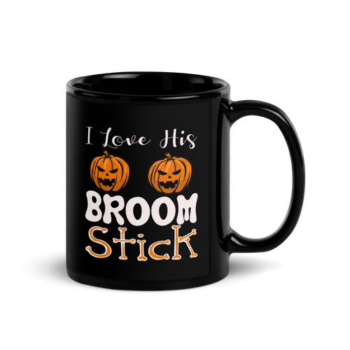 I Love His Broom Stick Black Glossy Mug