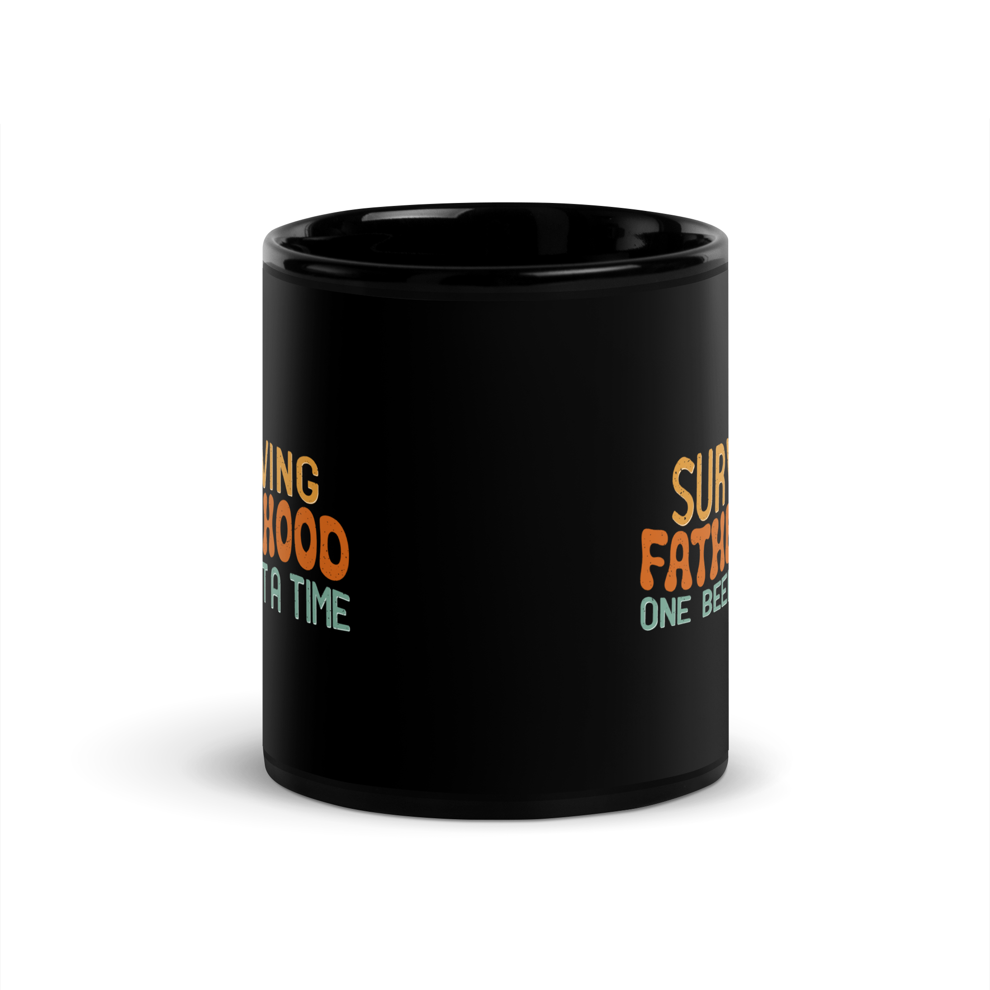 Surviving Fatherhood One Beer At A Time Black Glossy Mug