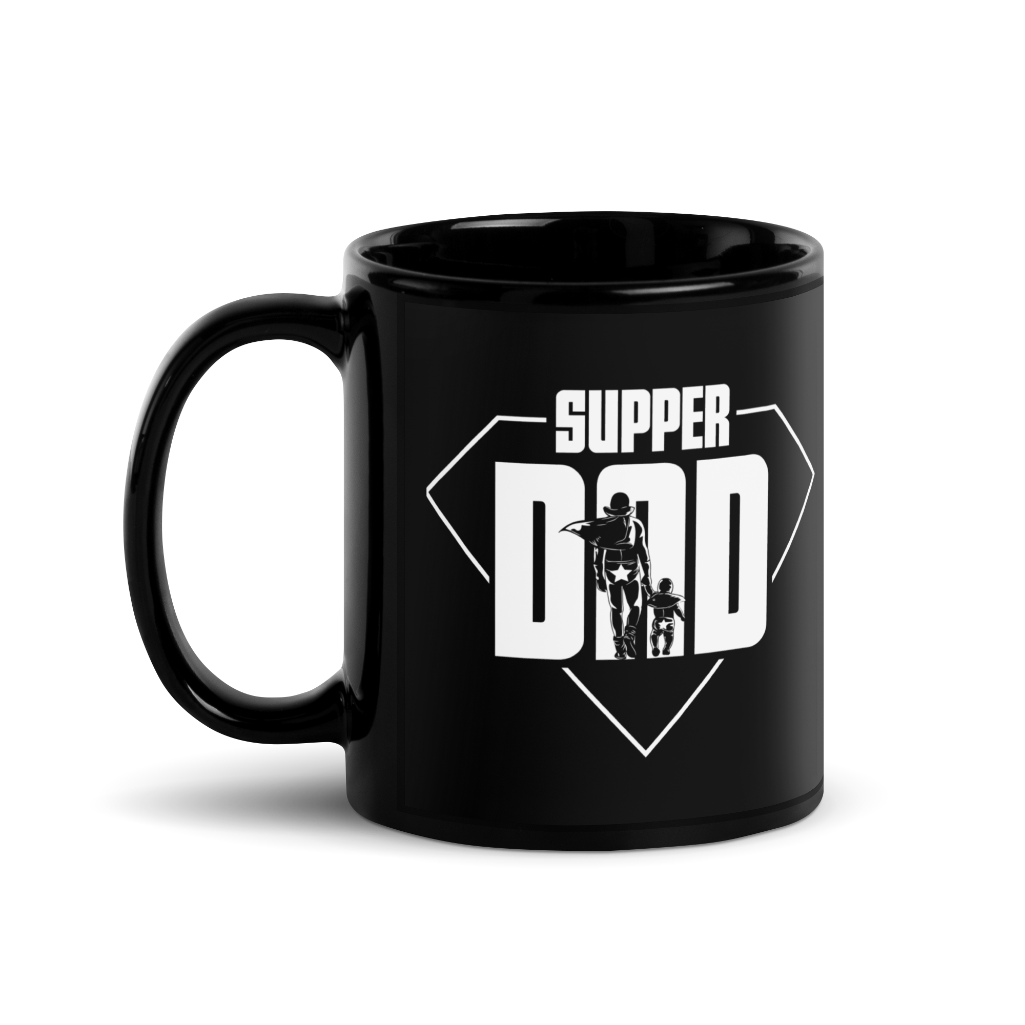 Super Dad Black Glossy Mug