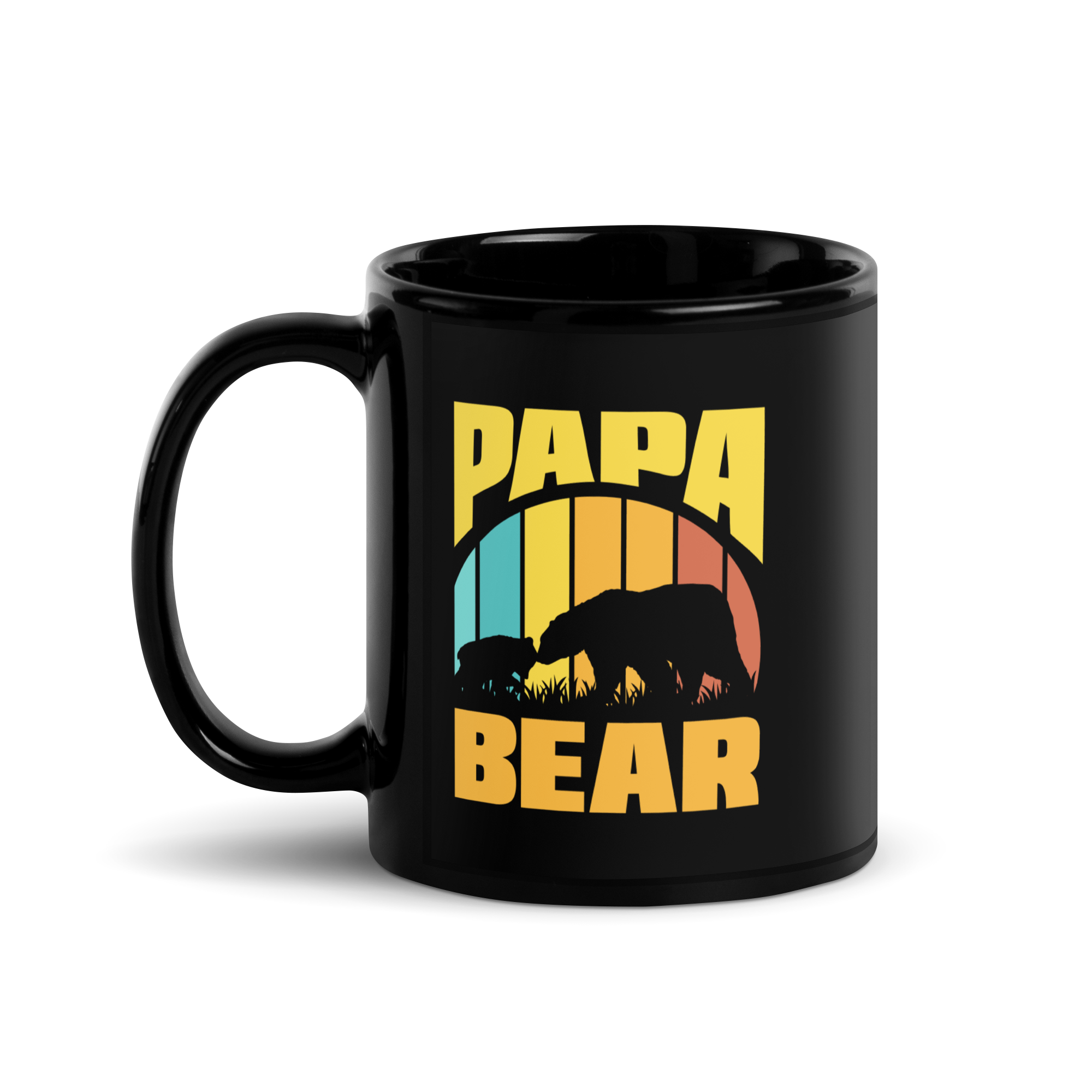 Papa Bear Black Glossy Mug