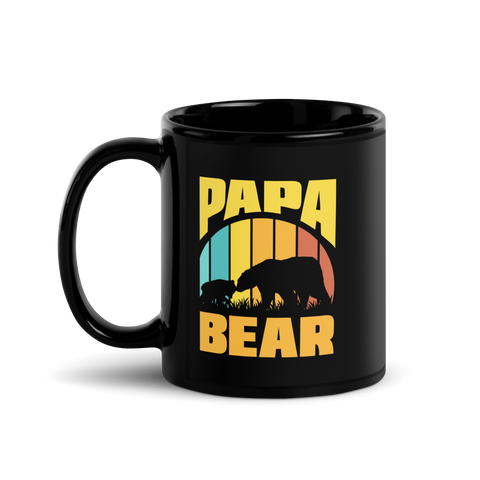 Papa Bear Black Glossy Mug