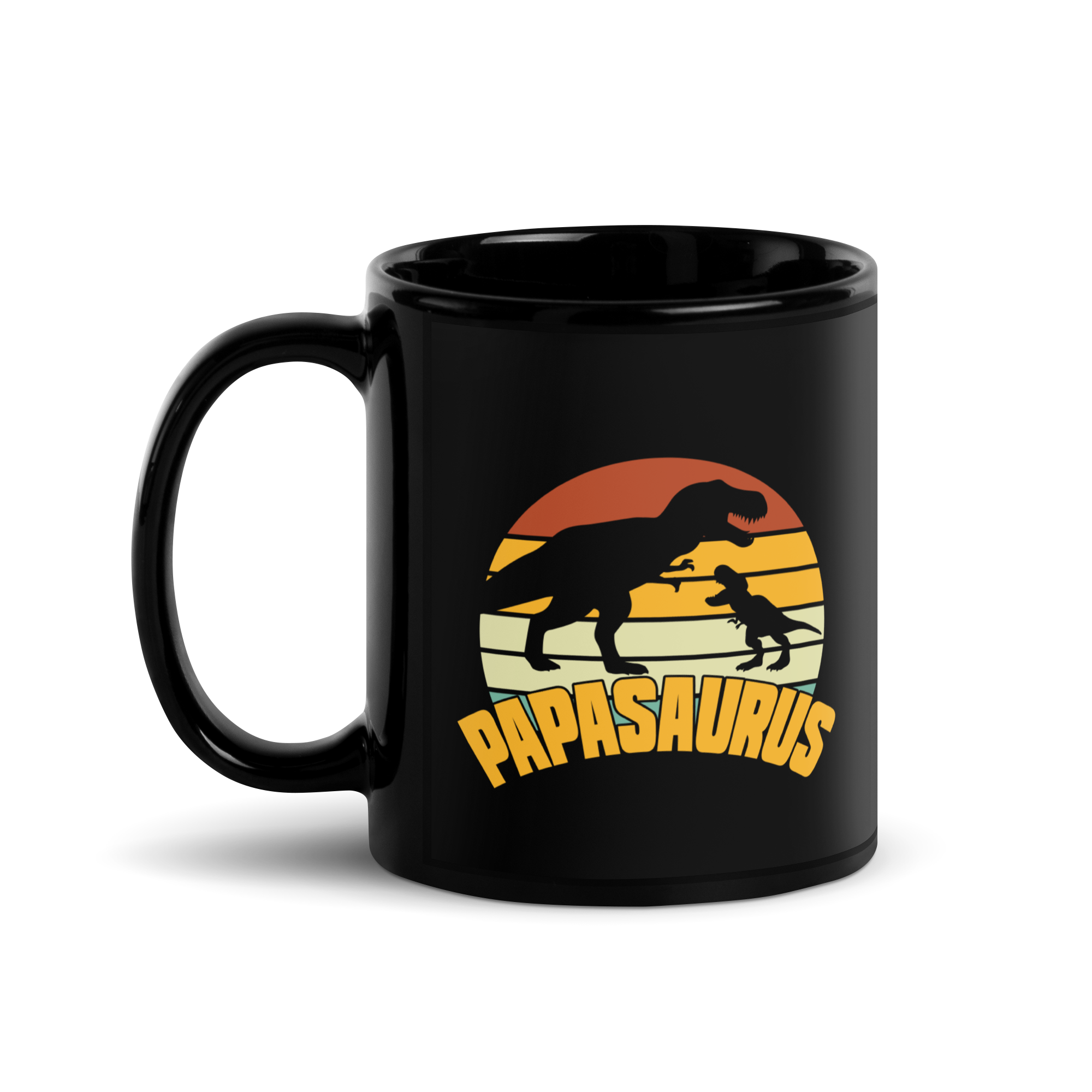 Papasaurus Black Glossy Mug