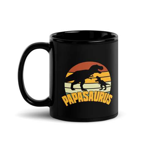 Papasaurus Black Glossy Mug