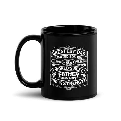 World's Best Father Greatest Dad Limited Edition Black Glossy Mug