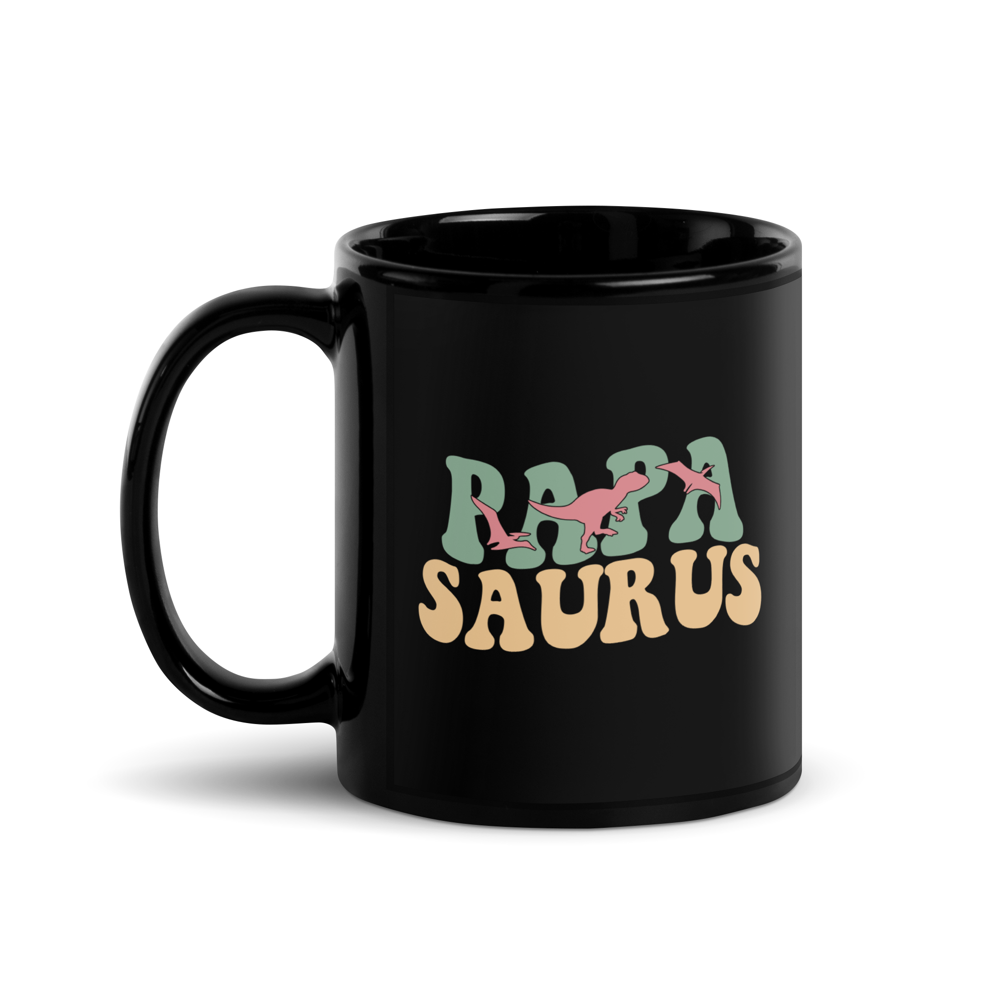 Papa Saurus Black Glossy Mug