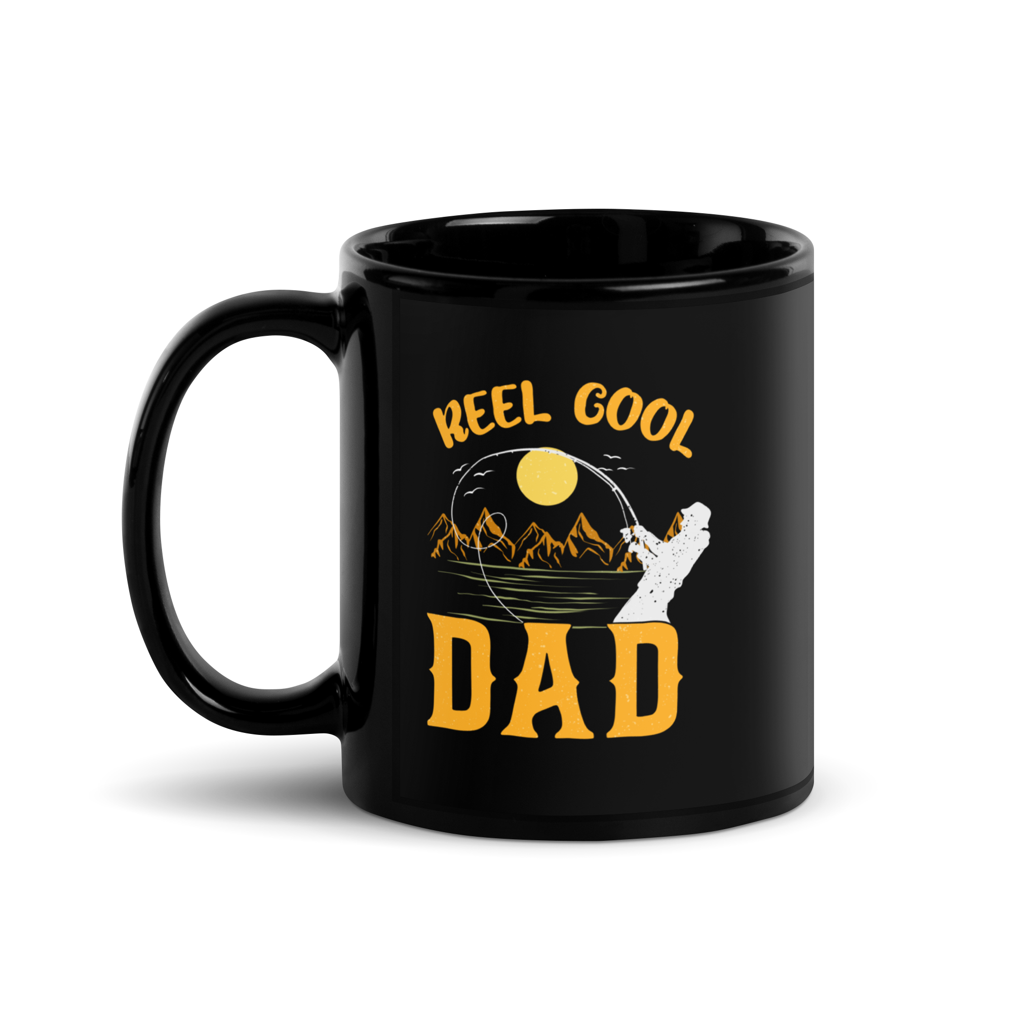 Reel Cool Dad Black Glossy Mug