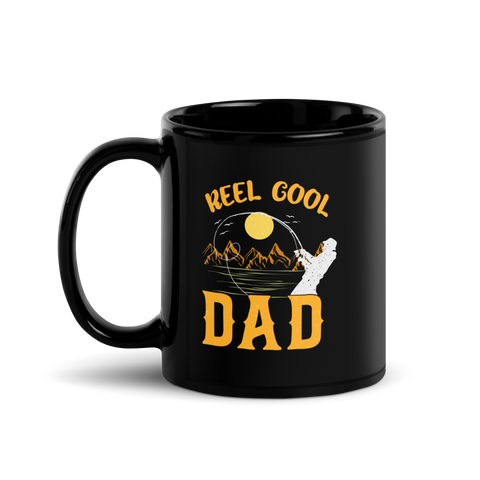 Reel Cool Dad Black Glossy Mug