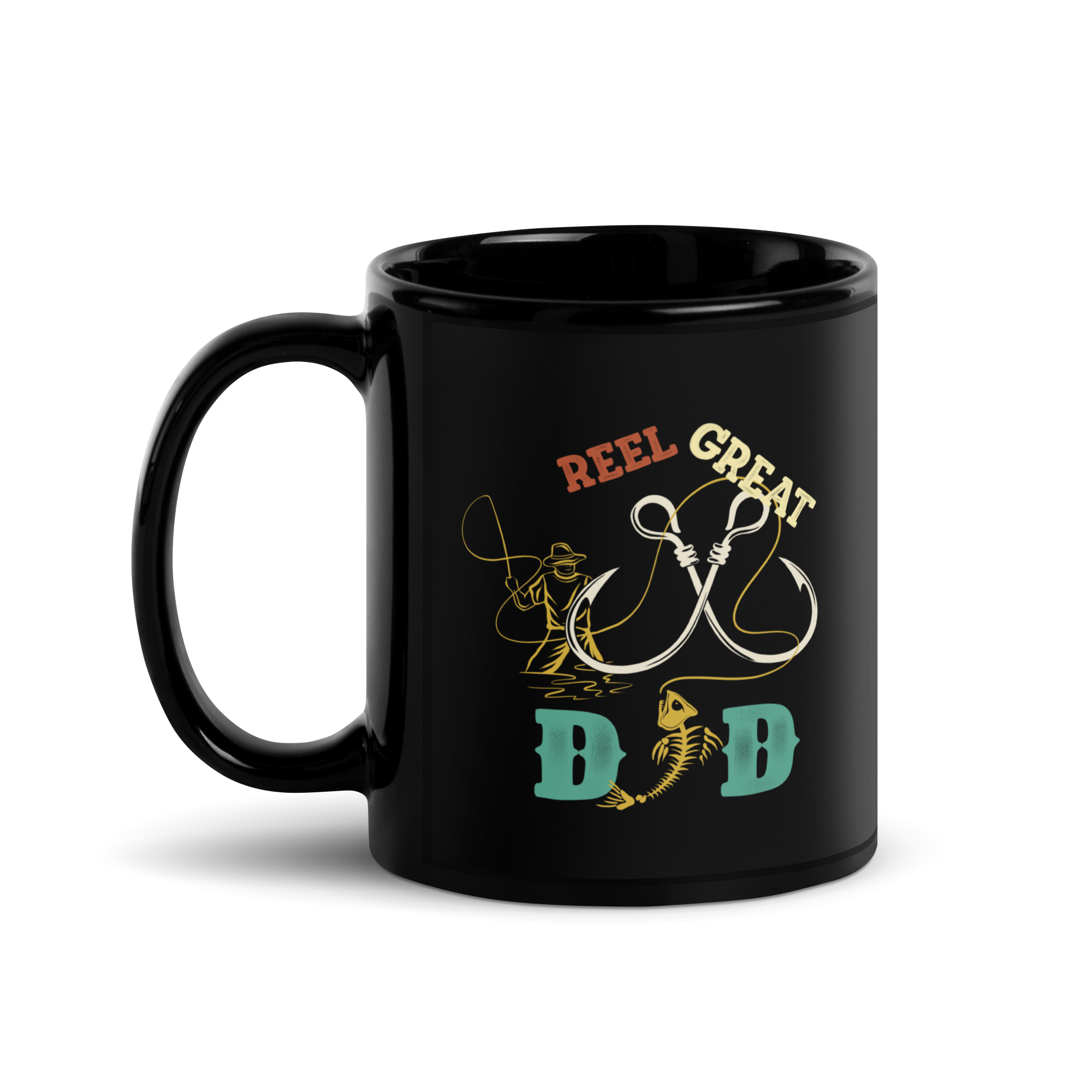 Reel Great Dad Black Glossy Mug