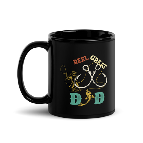 Reel Great Dad Black Glossy Mug