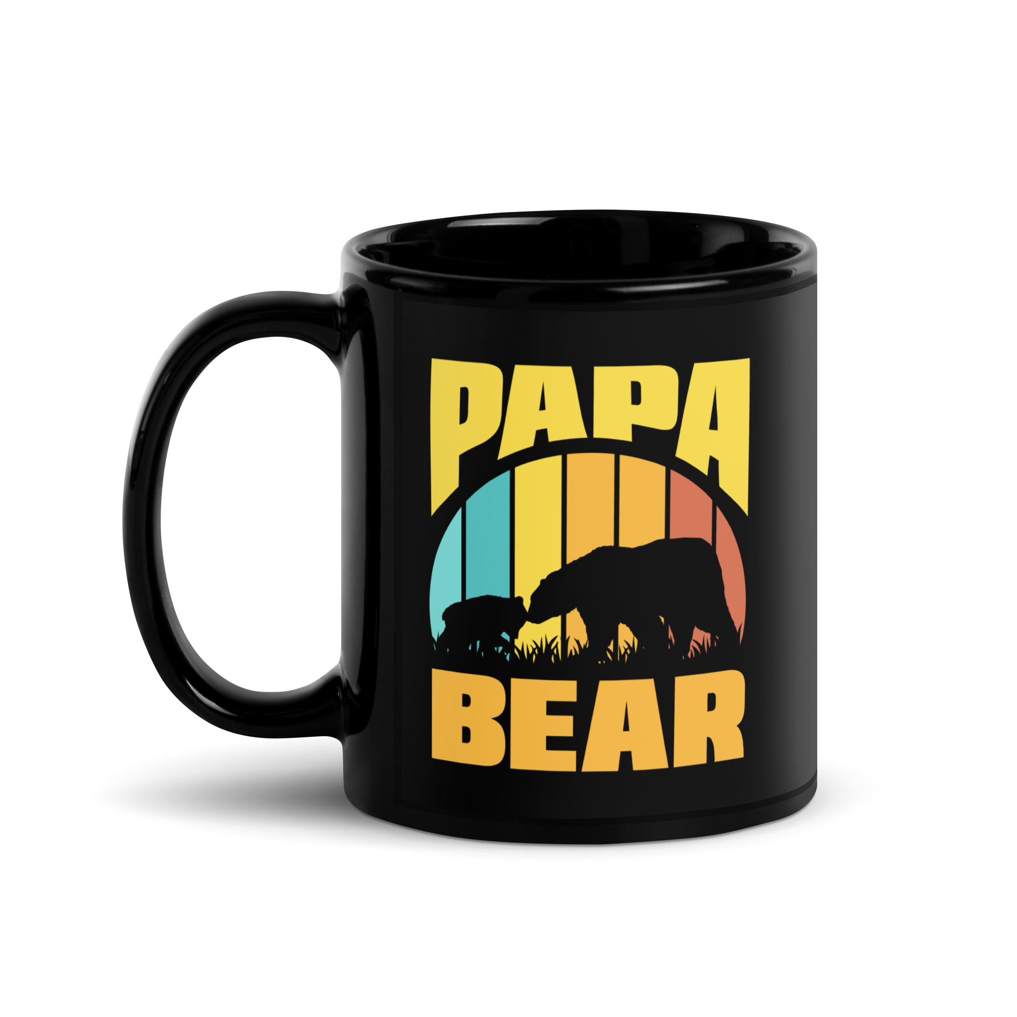 Papa Bear Black Glossy Mug