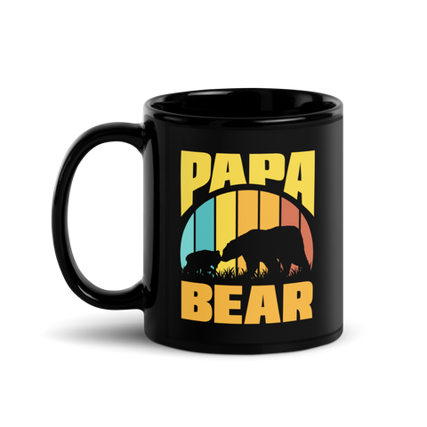 Papa Bear Black Glossy Mug