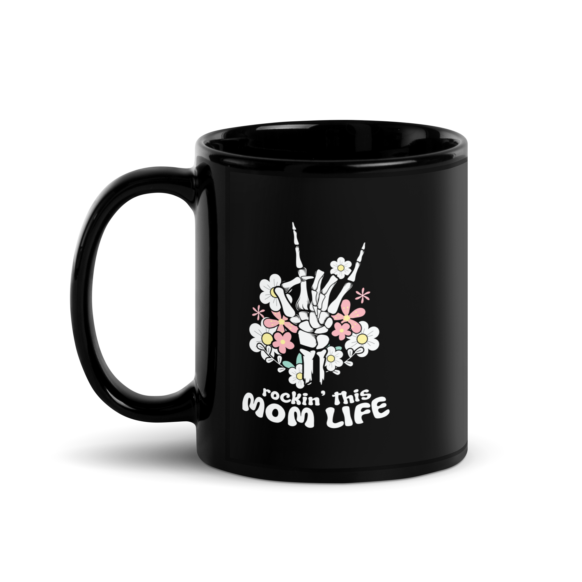 Rockin' This Mom Life Black Glossy Mug