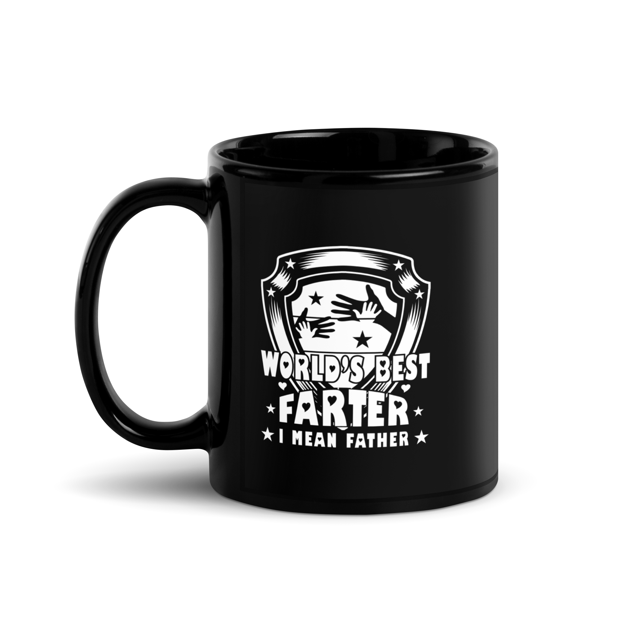 World's Best Farter I Mean Father Black Glossy Mug