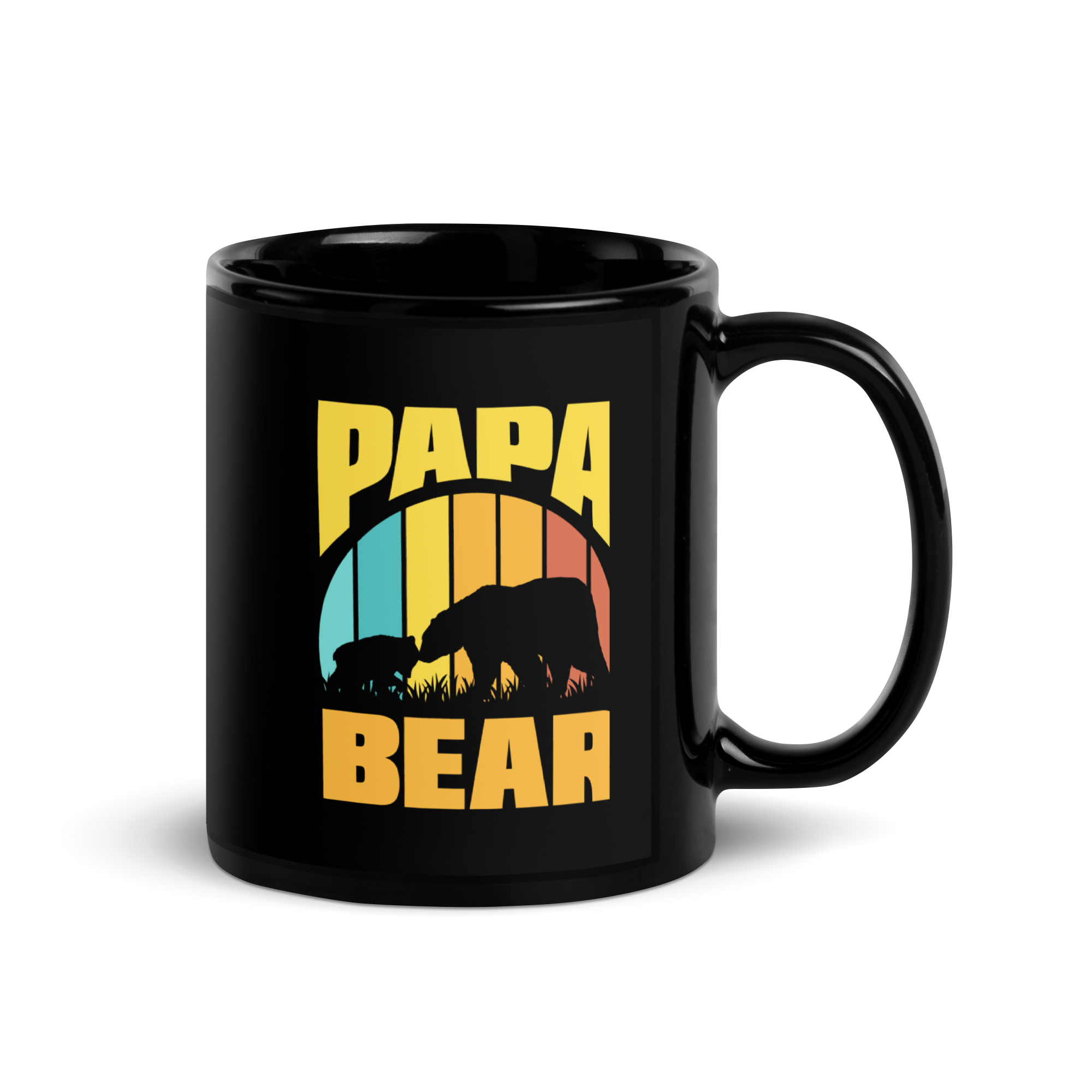 Papa Bear Black Glossy Mug