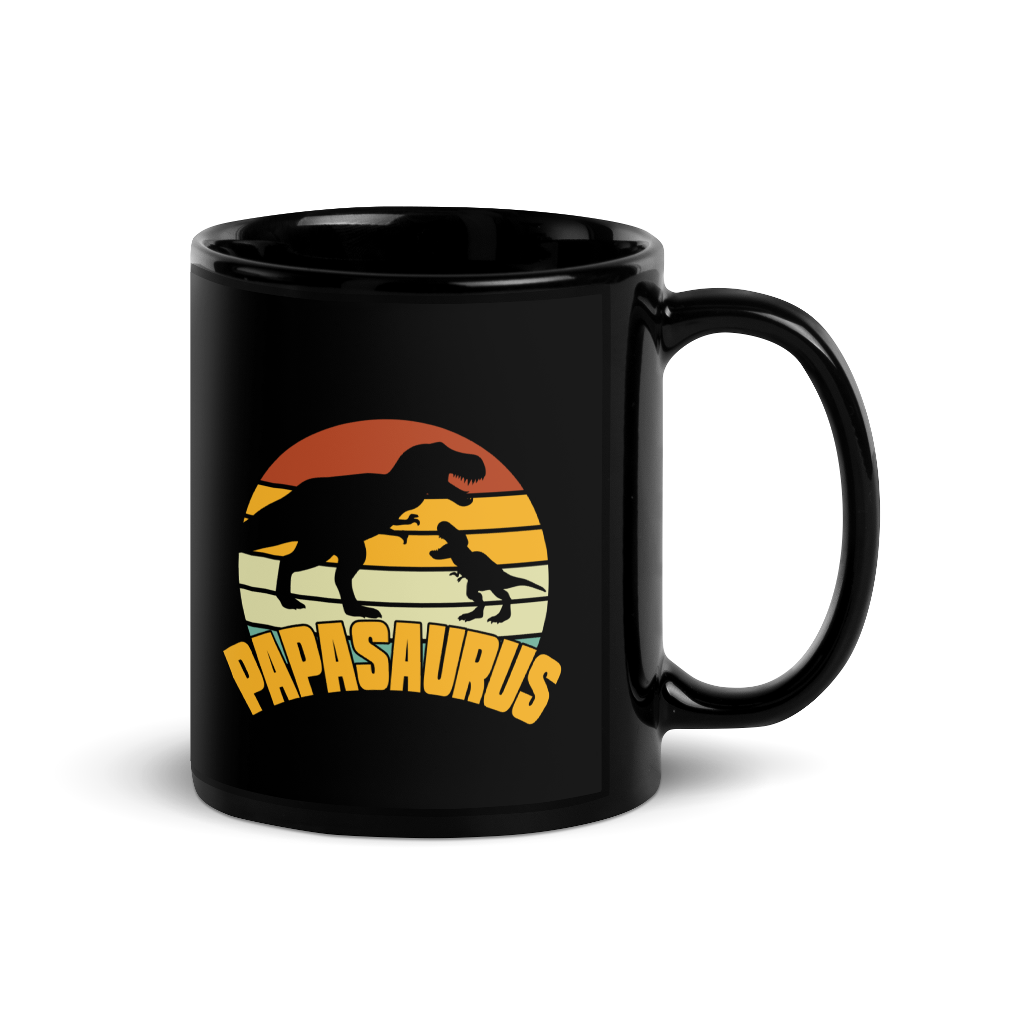 Papasaurus Black Glossy Mug