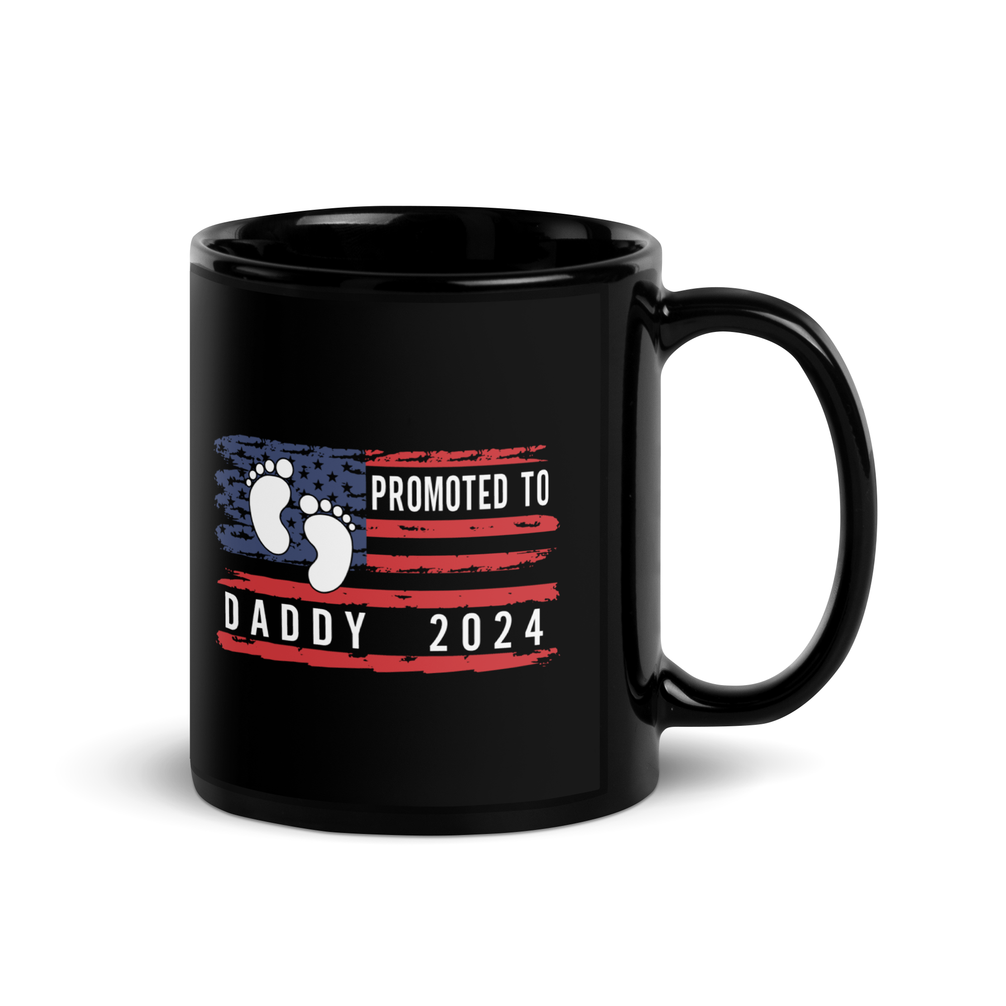 promoted to daddy 2024 Black Glossy Mug