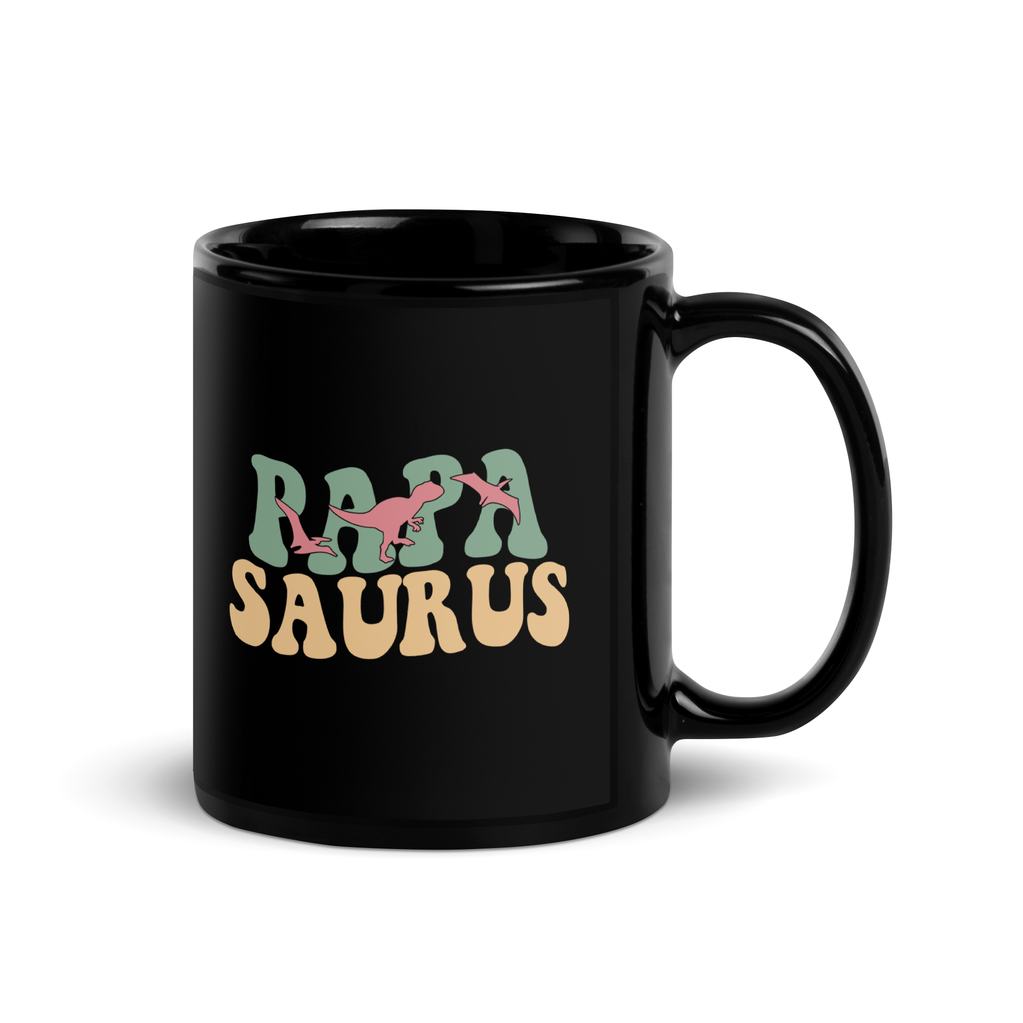 Papa Saurus Black Glossy Mug