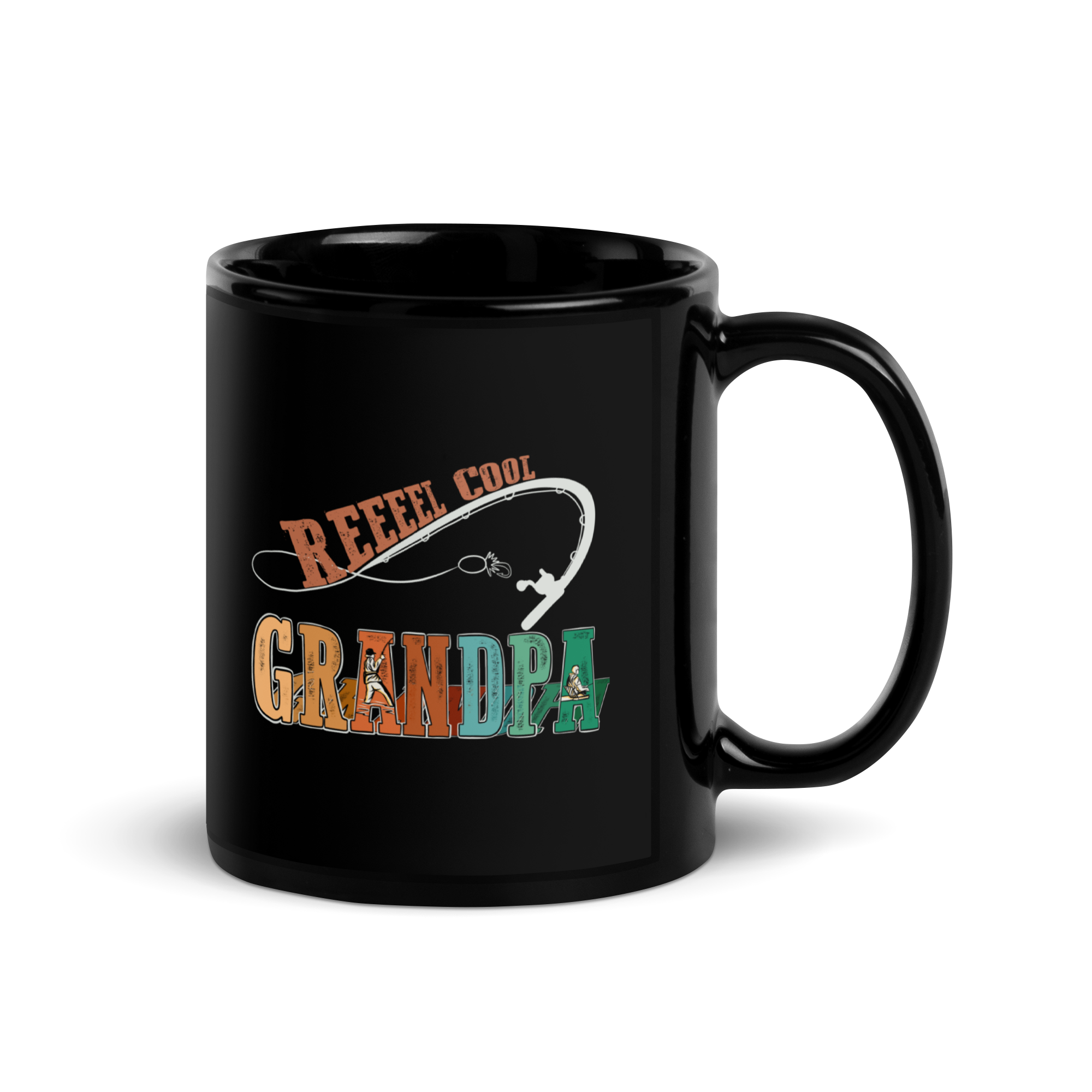 Reel Cool Grandpa Black Glossy Mug