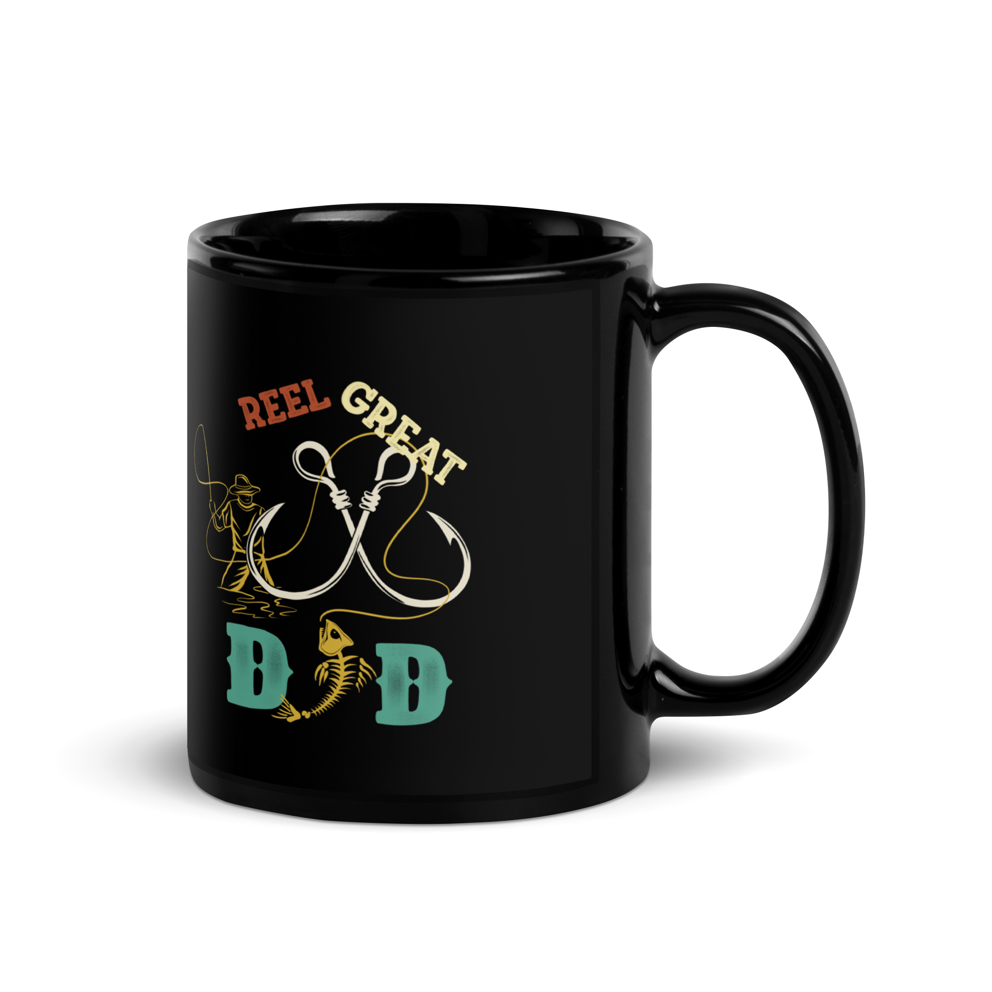 Reel Great Dad Black Glossy Mug