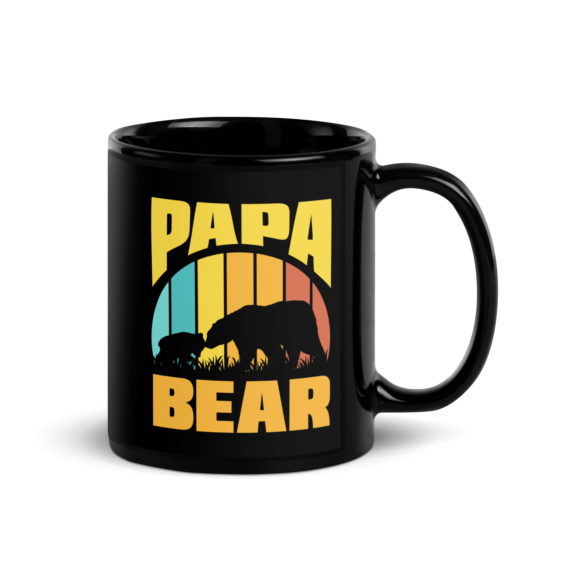 Papa Bear Black Glossy Mug