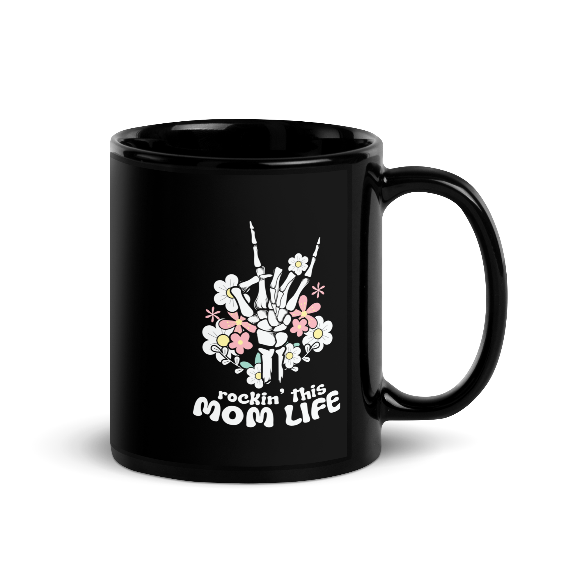 Rockin' This Mom Life Black Glossy Mug