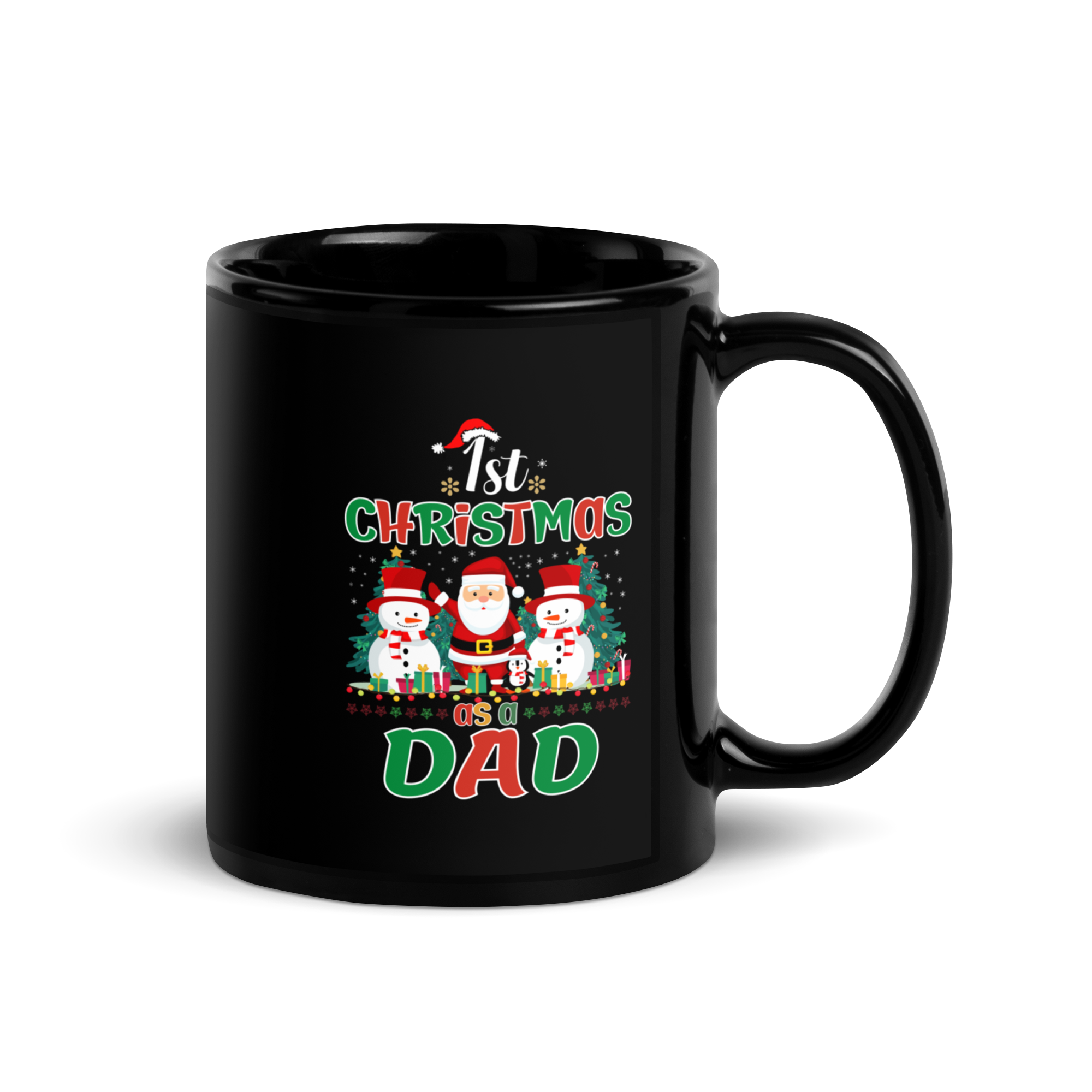 1st Christmas As A Dad Black Glossy Mug